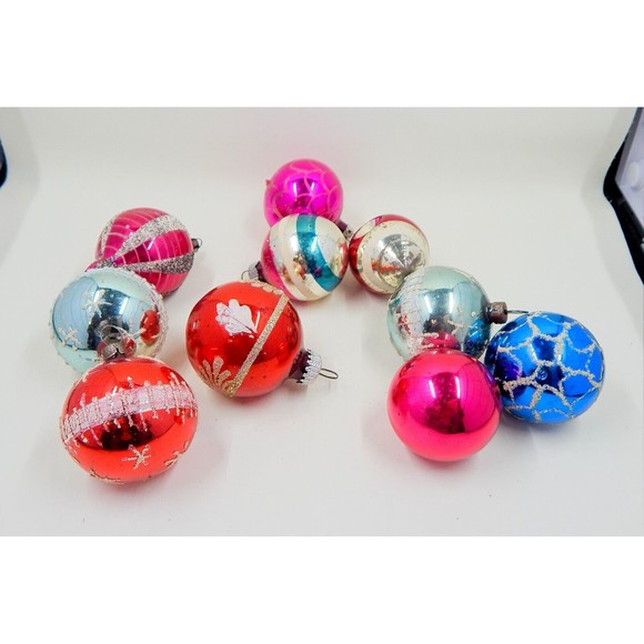 Vintage Glass Christmas Tree Ornament Lot Shiny Brite Czechoslovakia 10 Pieces - Picture 1 of 10